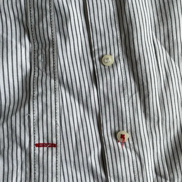 SPORTSCRAFT sz 12 cotton blouse shirt Oxford pinpoint white with navy pin stripe - Picture 5 of 10